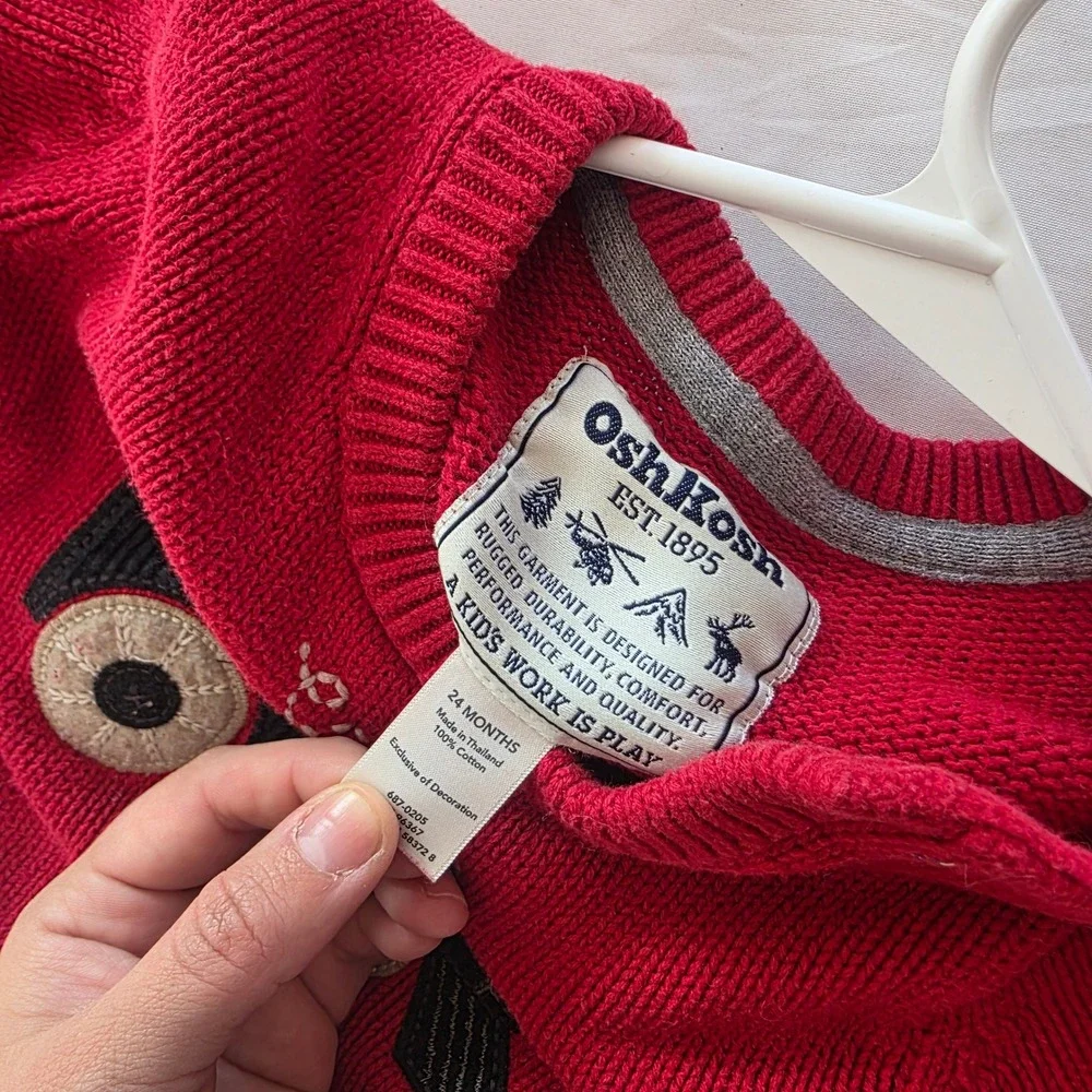 vintage‎ OshKosh B'gosh Toddler Boys Red Train Sweater 24 Months Cotton